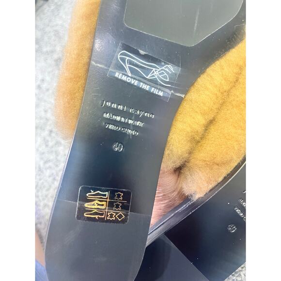 Jenni Kayne Shearling Mules Tan/Black Size 40 EU 9.5/10 NWOB Cozy Slip On Flats - Picture 6 of 8